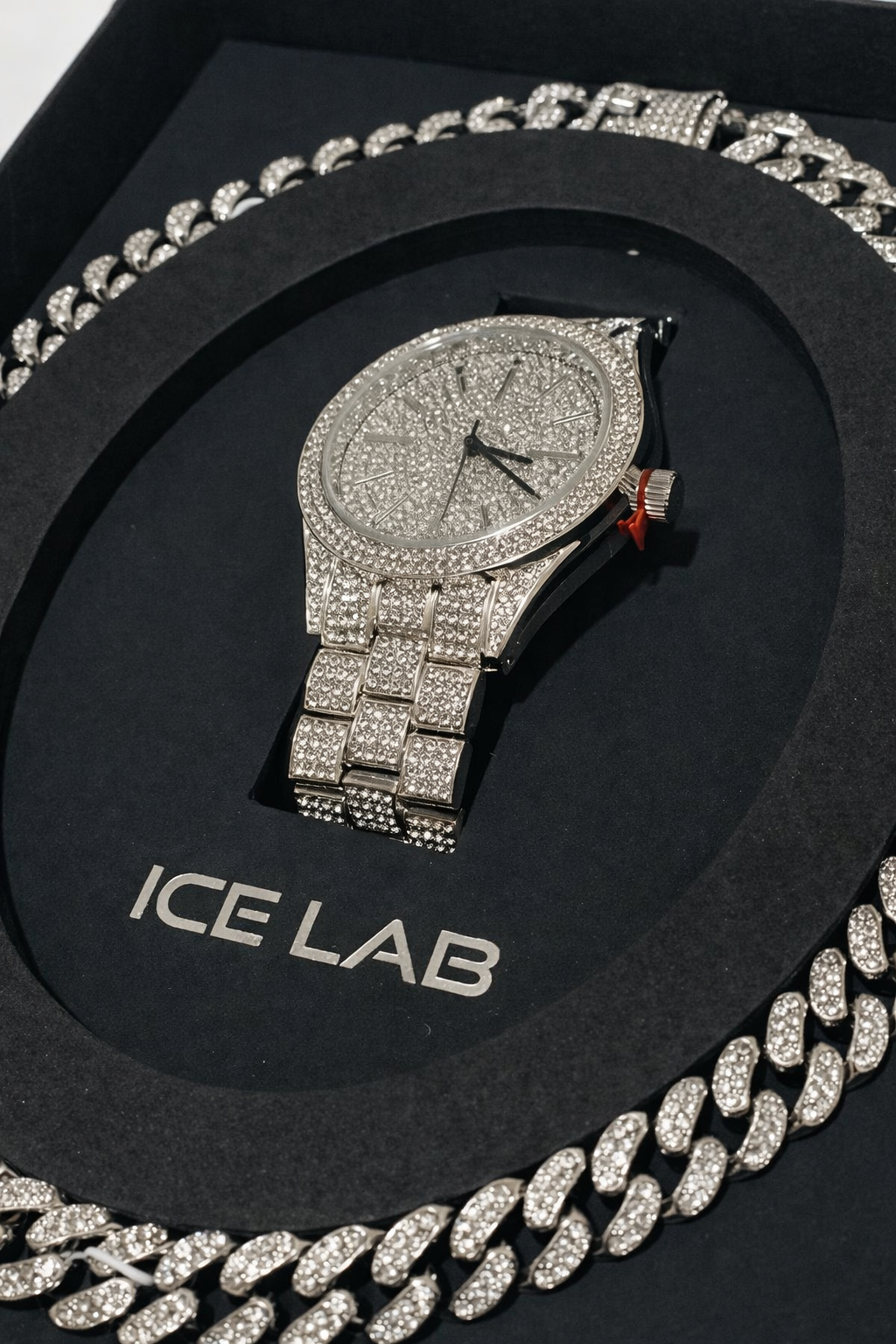 Luxury Watch & Cuban Link Chain Set – Luxury Diamond Style