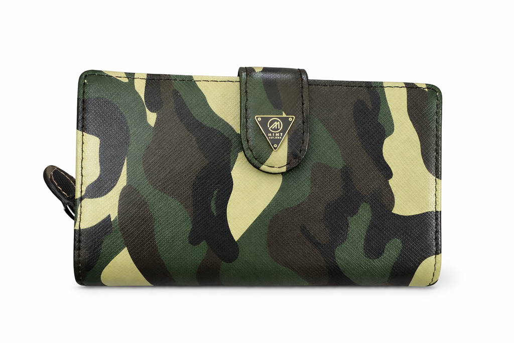 Camo Leather Zip Coin Wallet – Green Camouflage