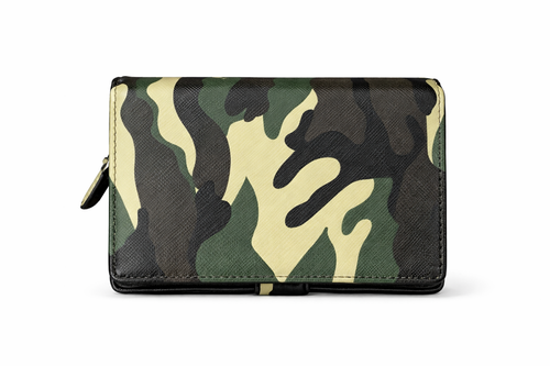 Camo Leather Zip Coin Wallet – Green Camouflage