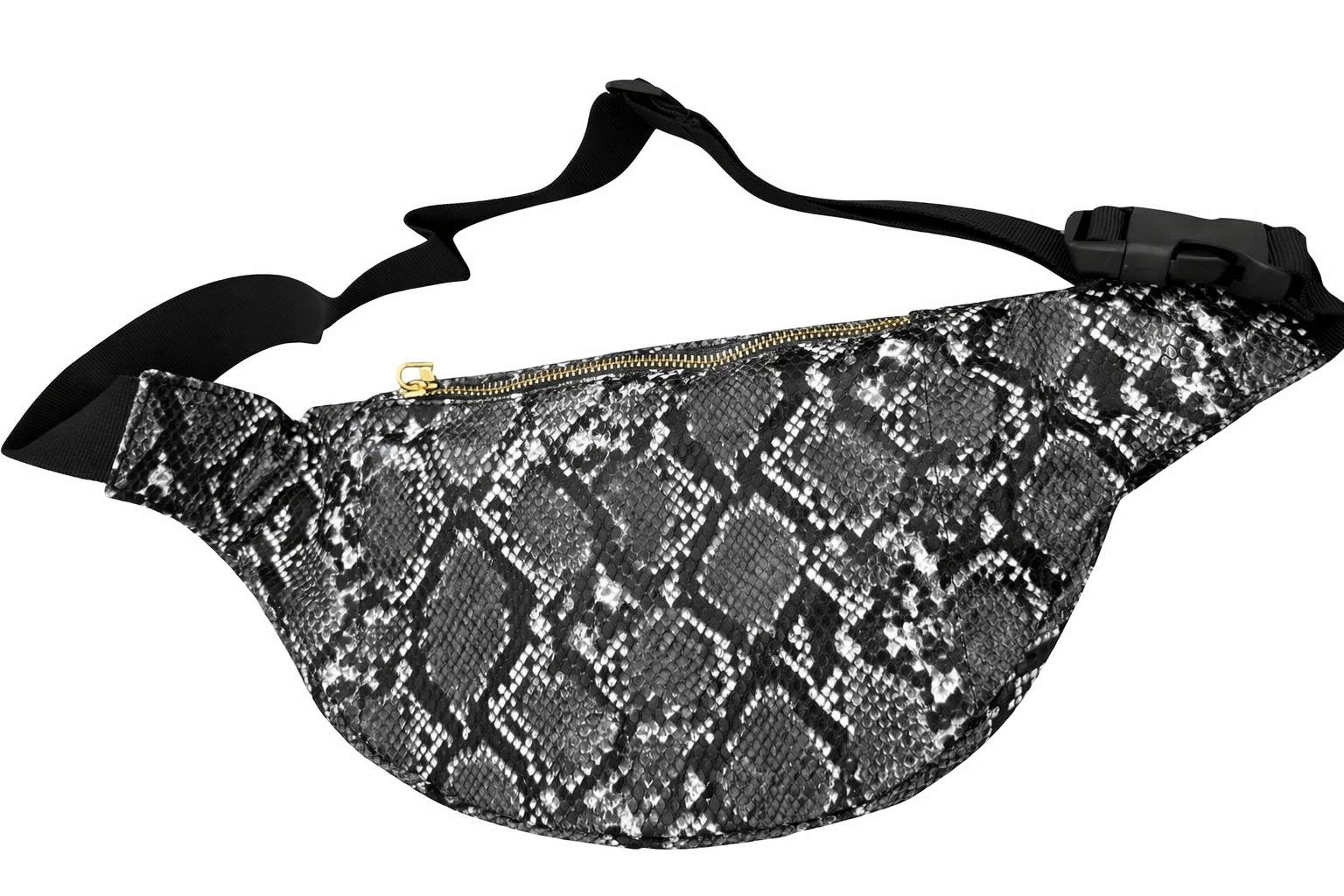 Cobra leather waist bag - black and gray