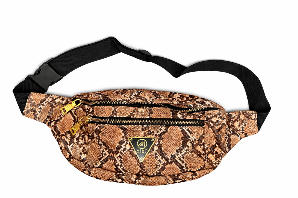 Cobra leather Waist Bag - Brown