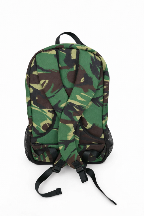 Camo Backpack with Buckle Straps & Mesh Pockets