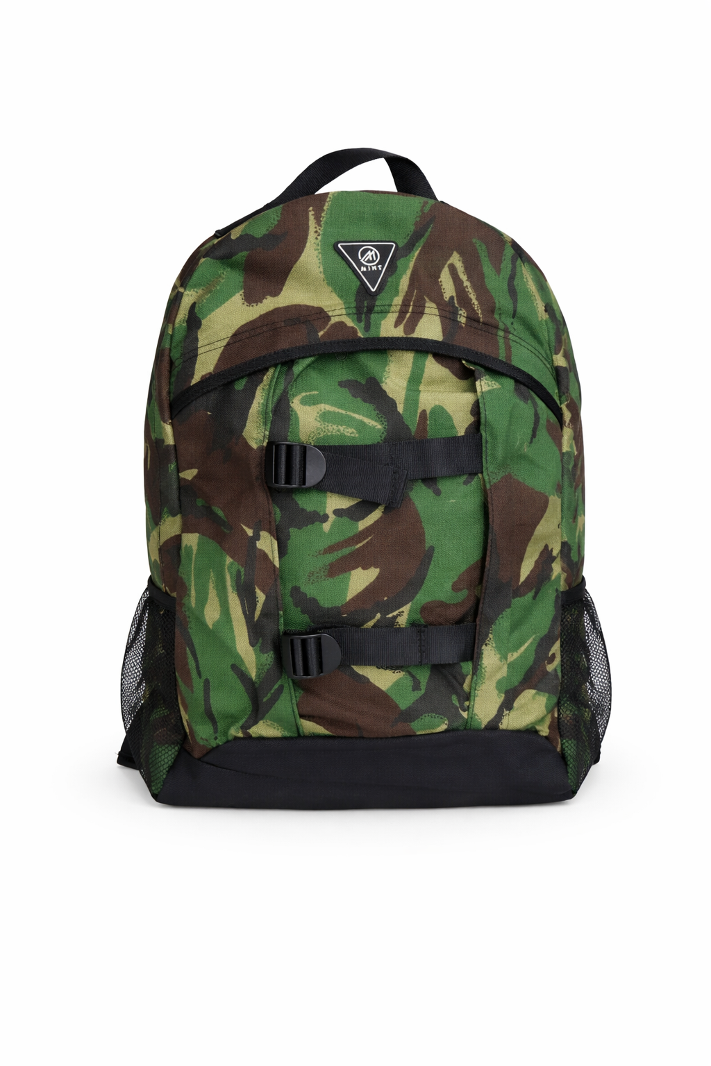 Camo Backpack with Buckle Straps & Mesh Pockets