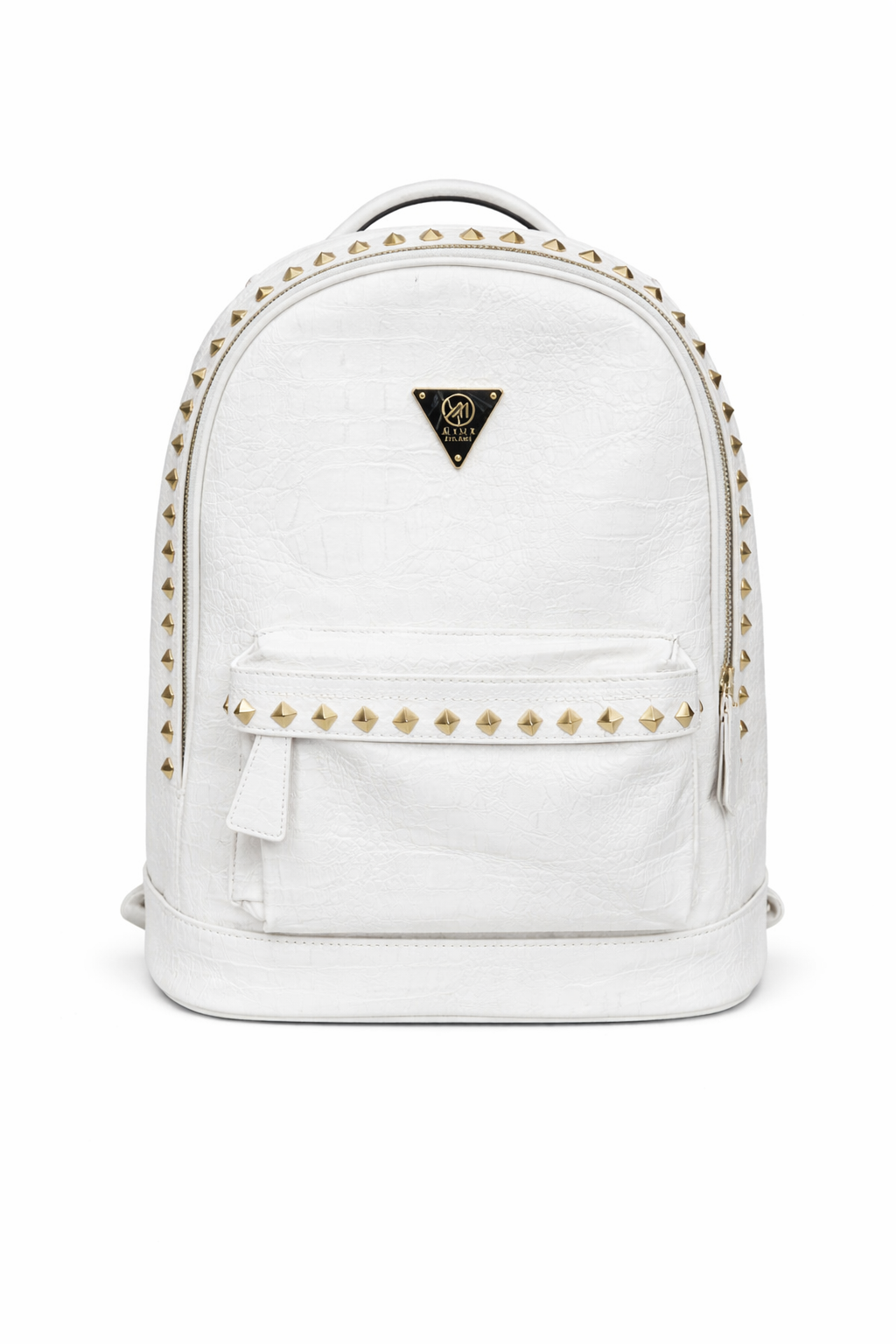 Crocodile leather studded Backpack - White