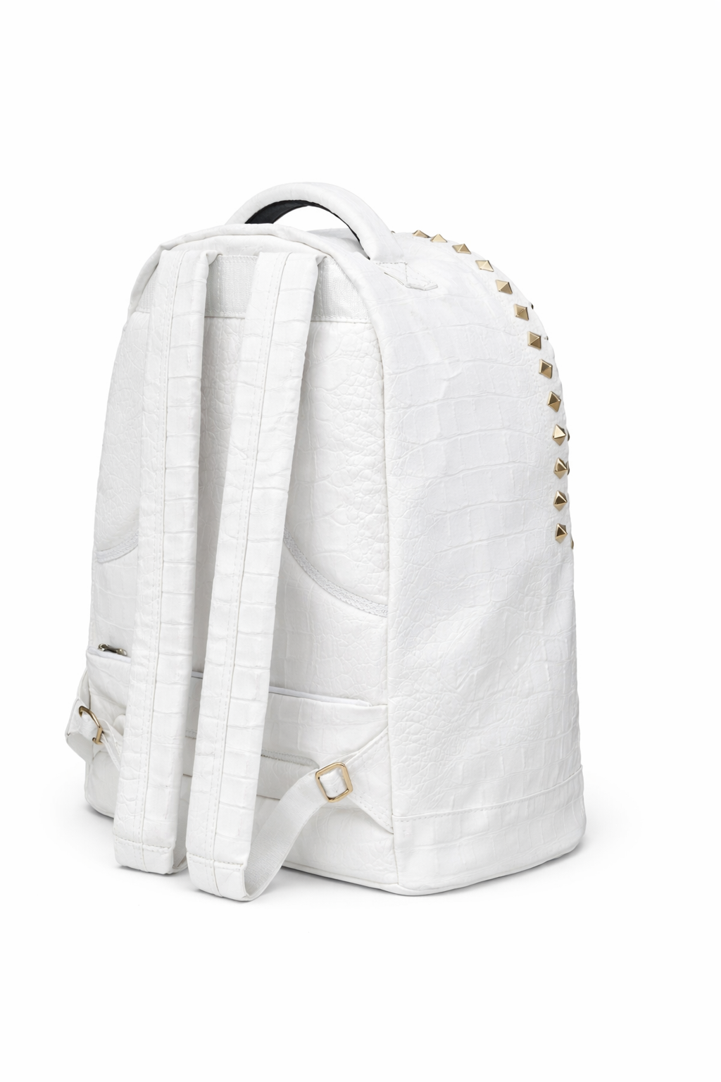 Crocodile leather studded Backpack - White
