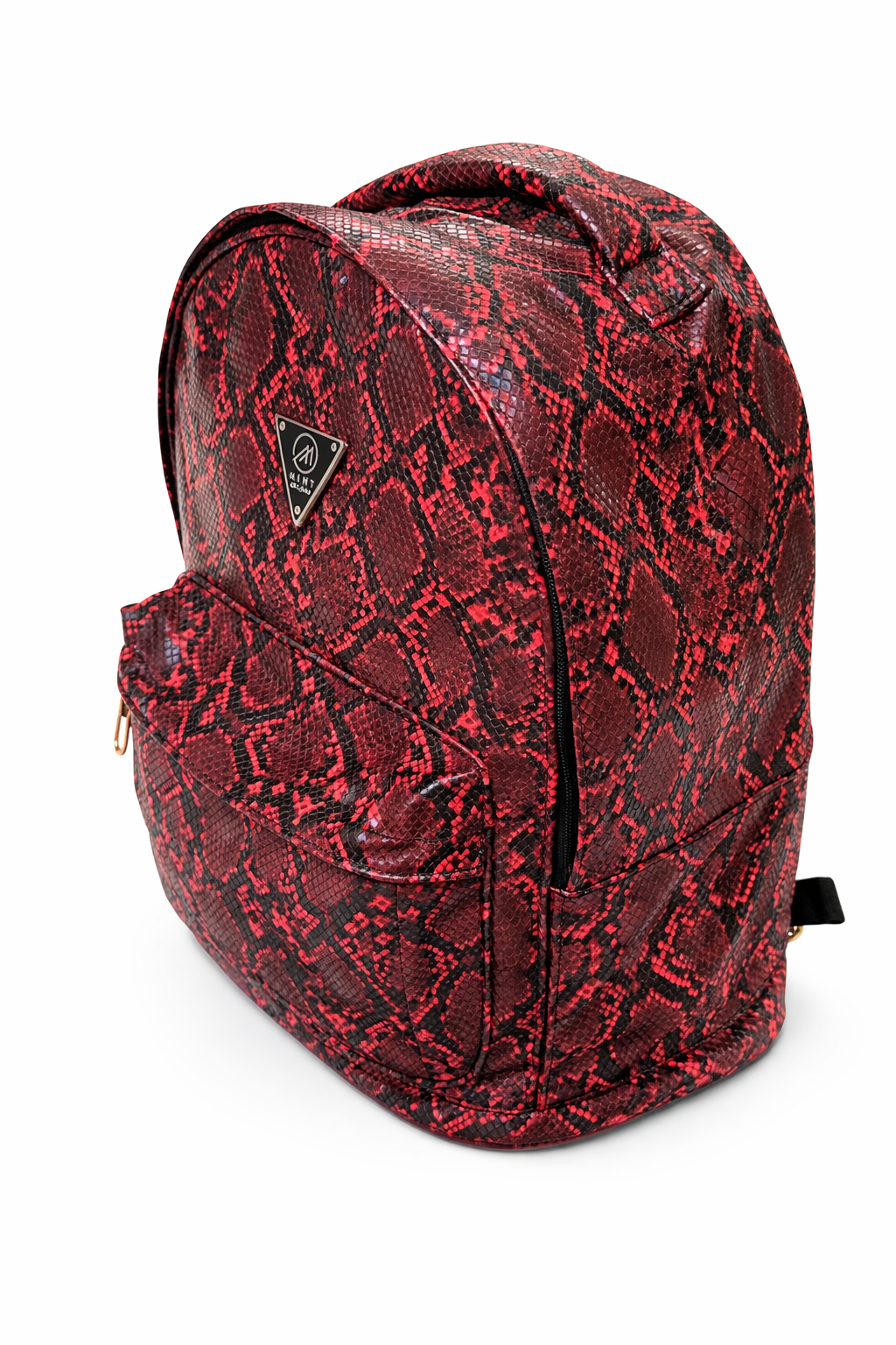 Cobra Leather Backpack – Red Snakeskin Design