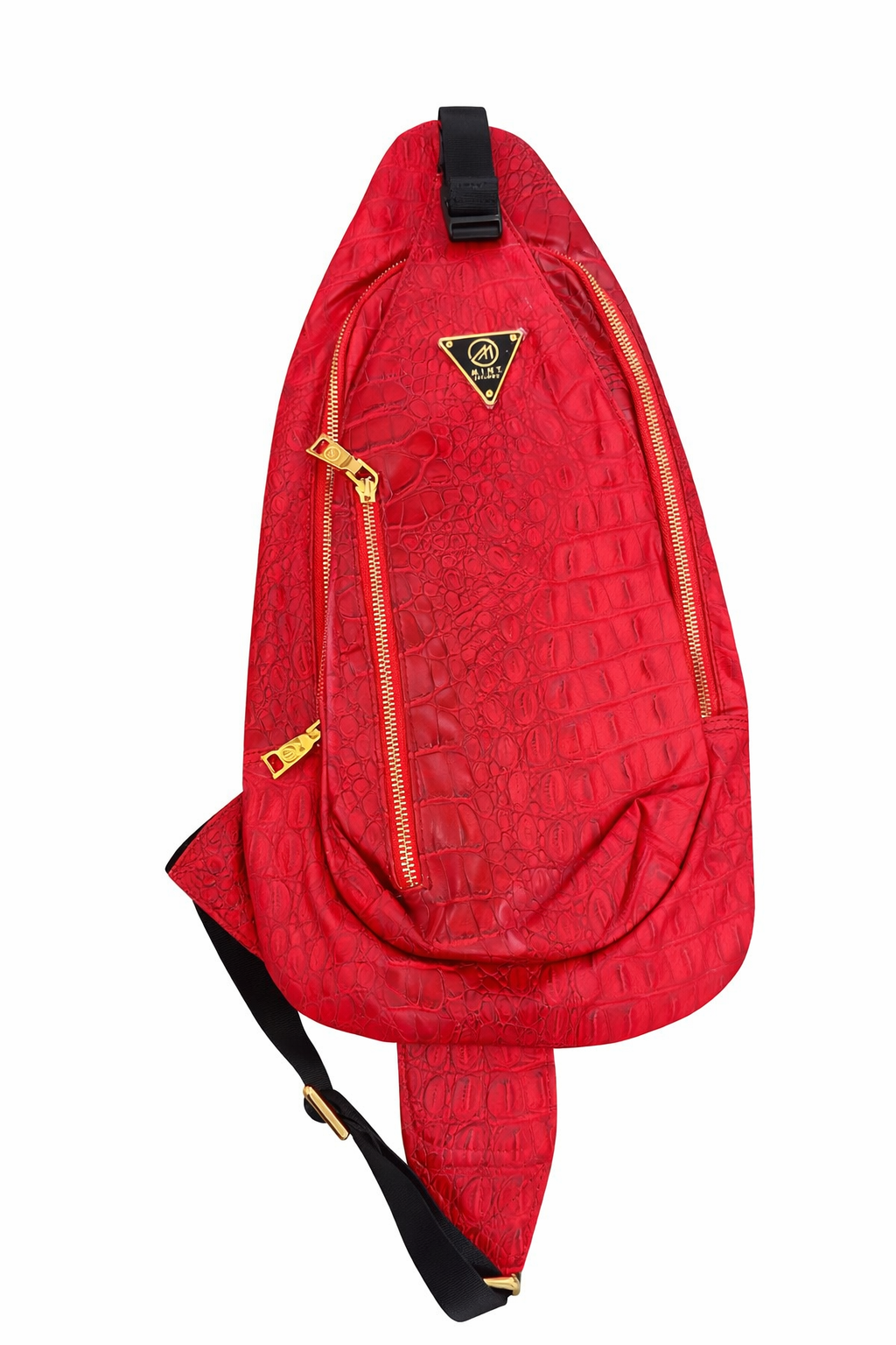Crocodile leather sling/crossbody bag - Red