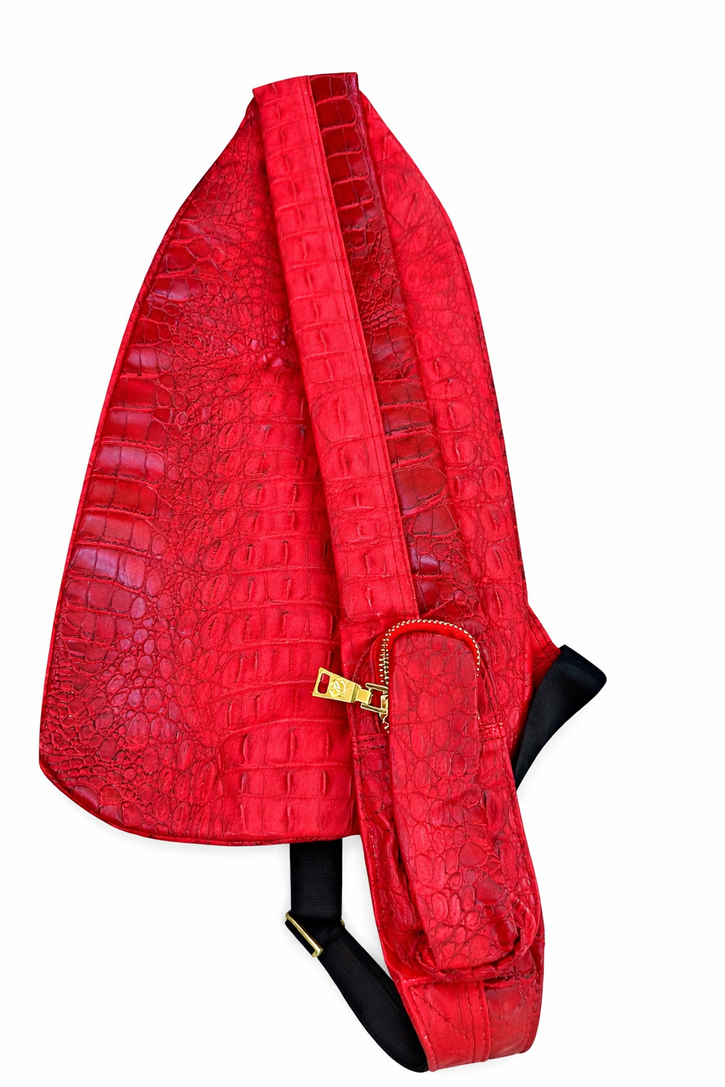 Crocodile leather sling/crossbody bag - Red