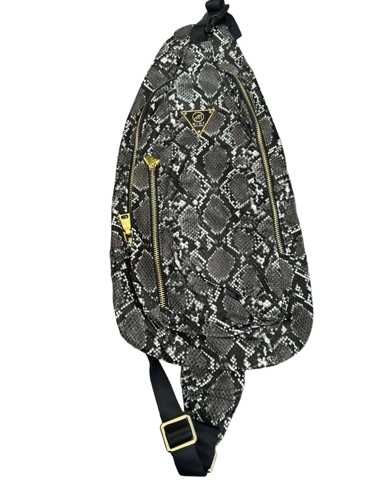 Cobra leather sling/crossbody Bag - gray