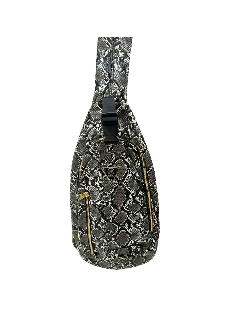 Cobra leather sling/crossbody Bag - gray