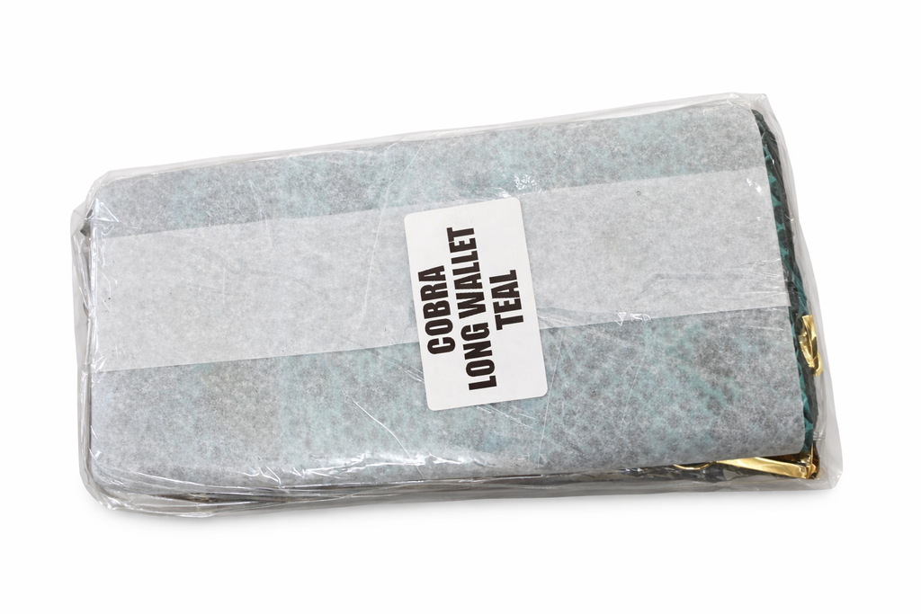 Cobra leather long zip Wallet with wrist strap - Teal