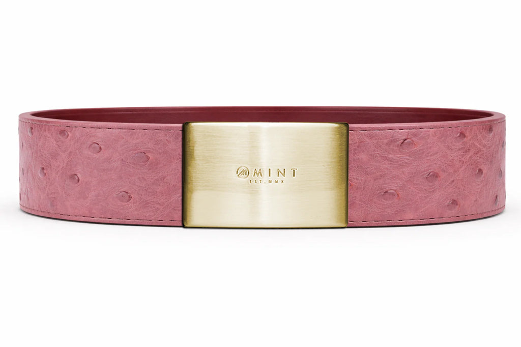 ostrich belt with custom buckles