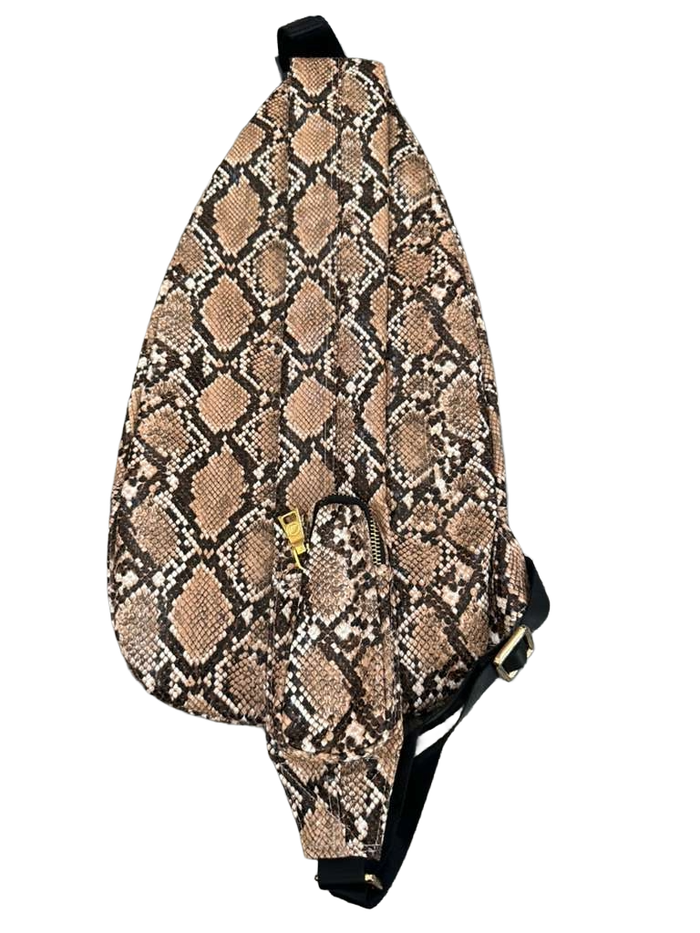 Cobra Leather Sling/crossbody bag - Brown