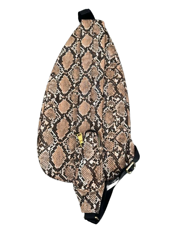 Cobra Leather Sling/crossbody bag - Brown