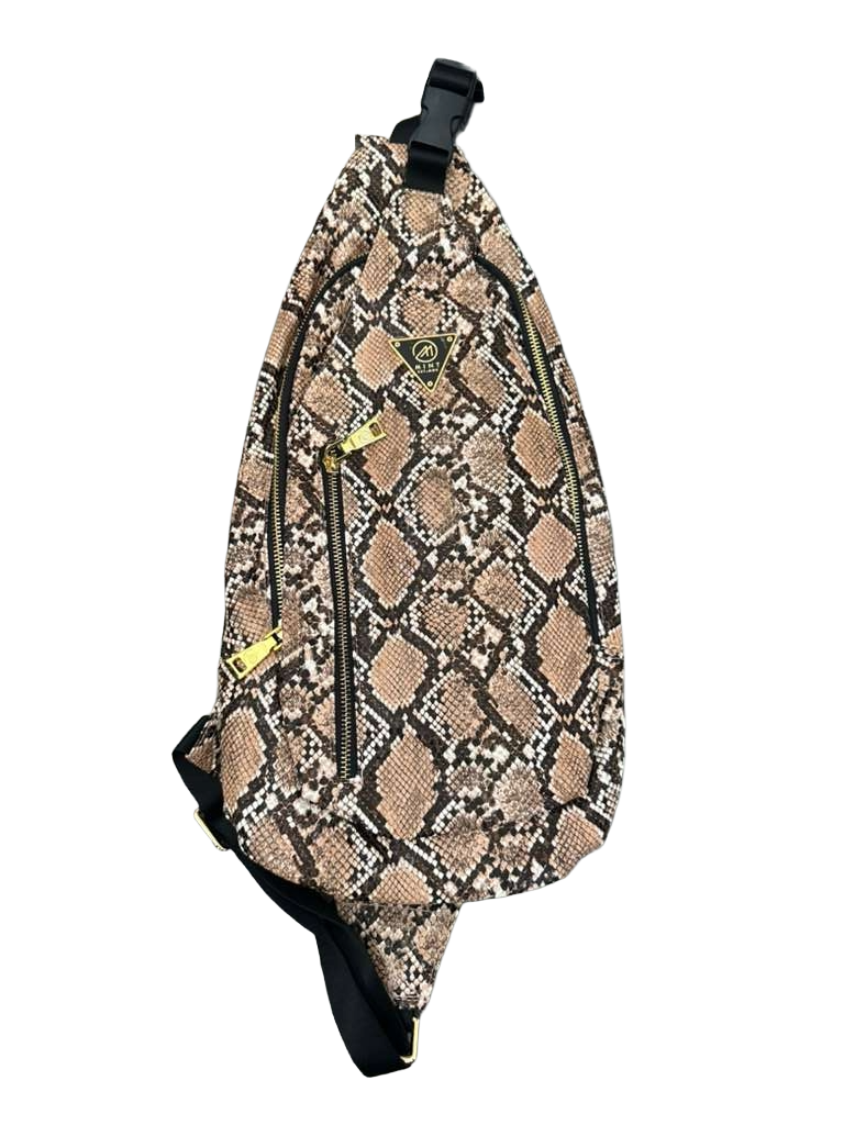 Cobra Leather Sling/crossbody bag - Brown
