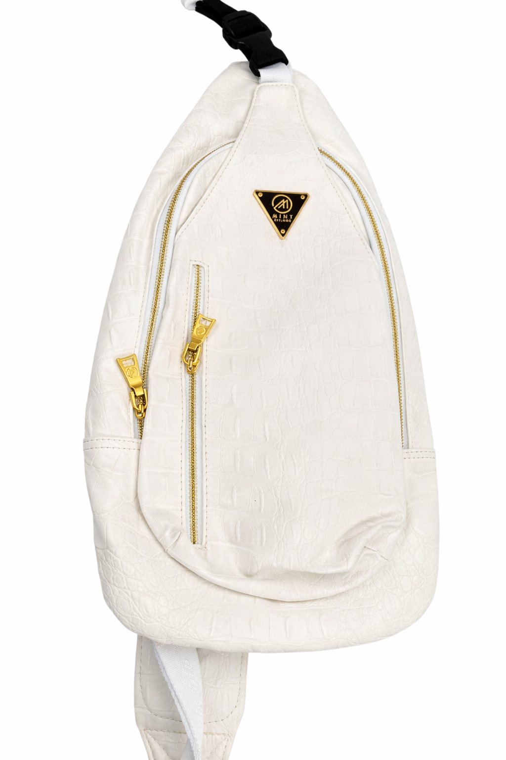Crocodile leather sling/crossbody bag - white