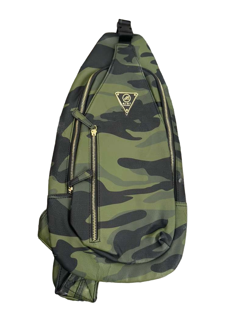 Camo leather sling/crossbody bag - Green Camouflage