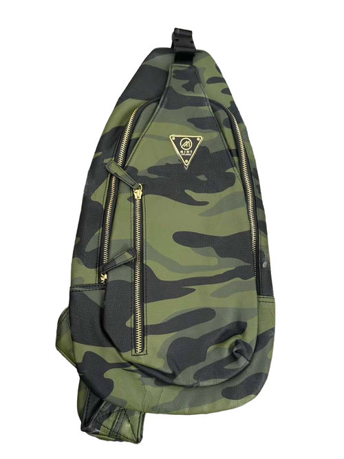 Camo leather sling/crossbody bag - Green Camouflage