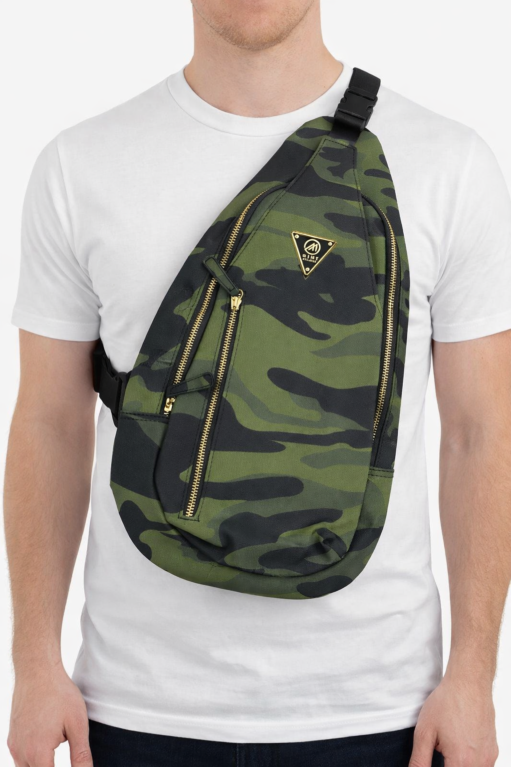 Camo leather sling/crossbody bag - Green Camouflage