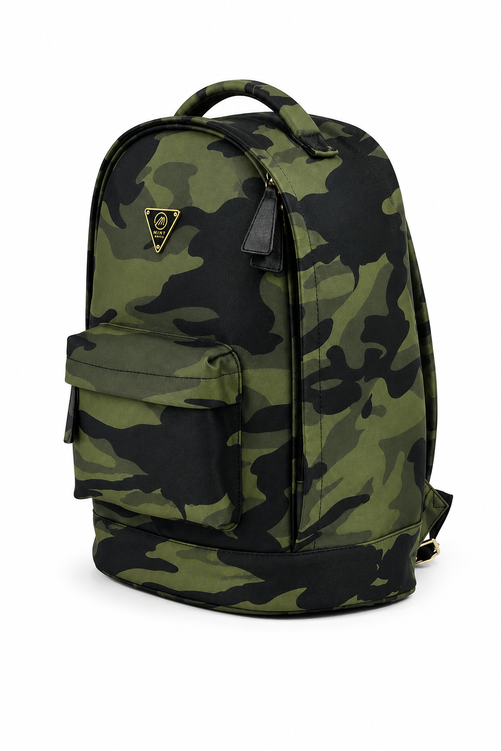 Camouflage backpack on a white background