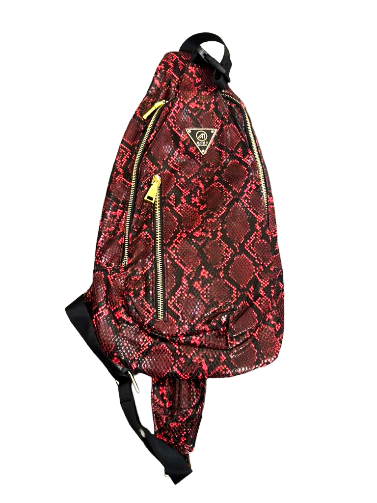 Cobra leather sling/crossbody bag - Red