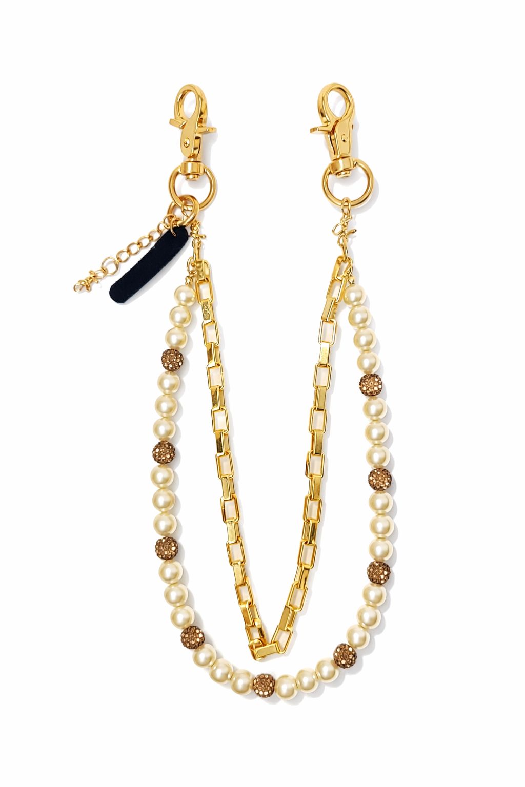 Elegant gold double chain pearl pants chain