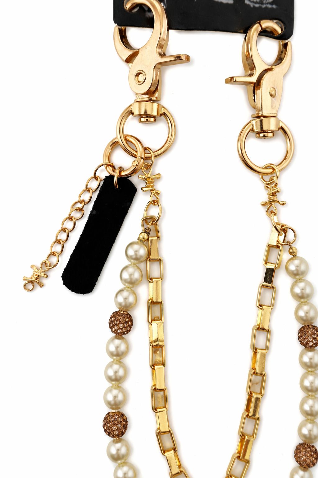 Elegant gold double chain pearl pants chain