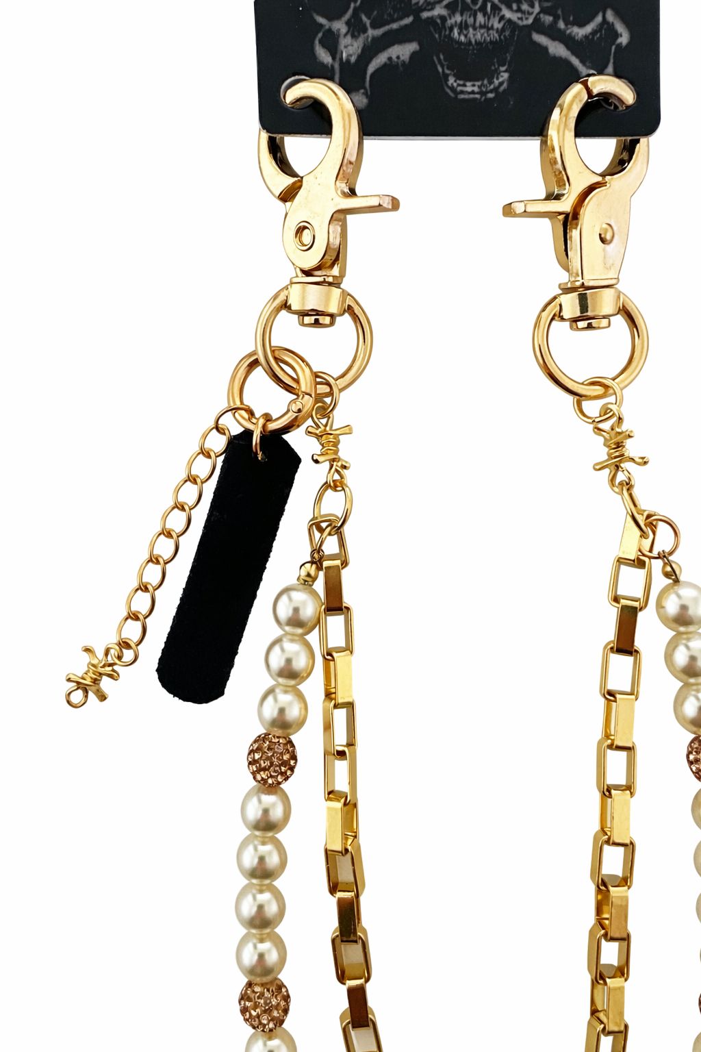 Elegant gold double chain pearl pants chain