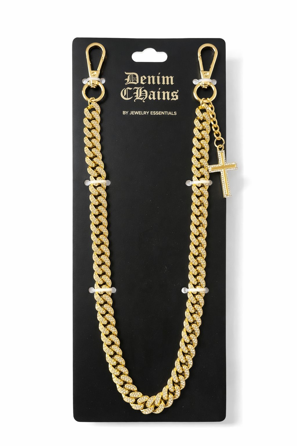 Gold Tone Pant Chain with Cross streetwear Hip Hop jeans chain