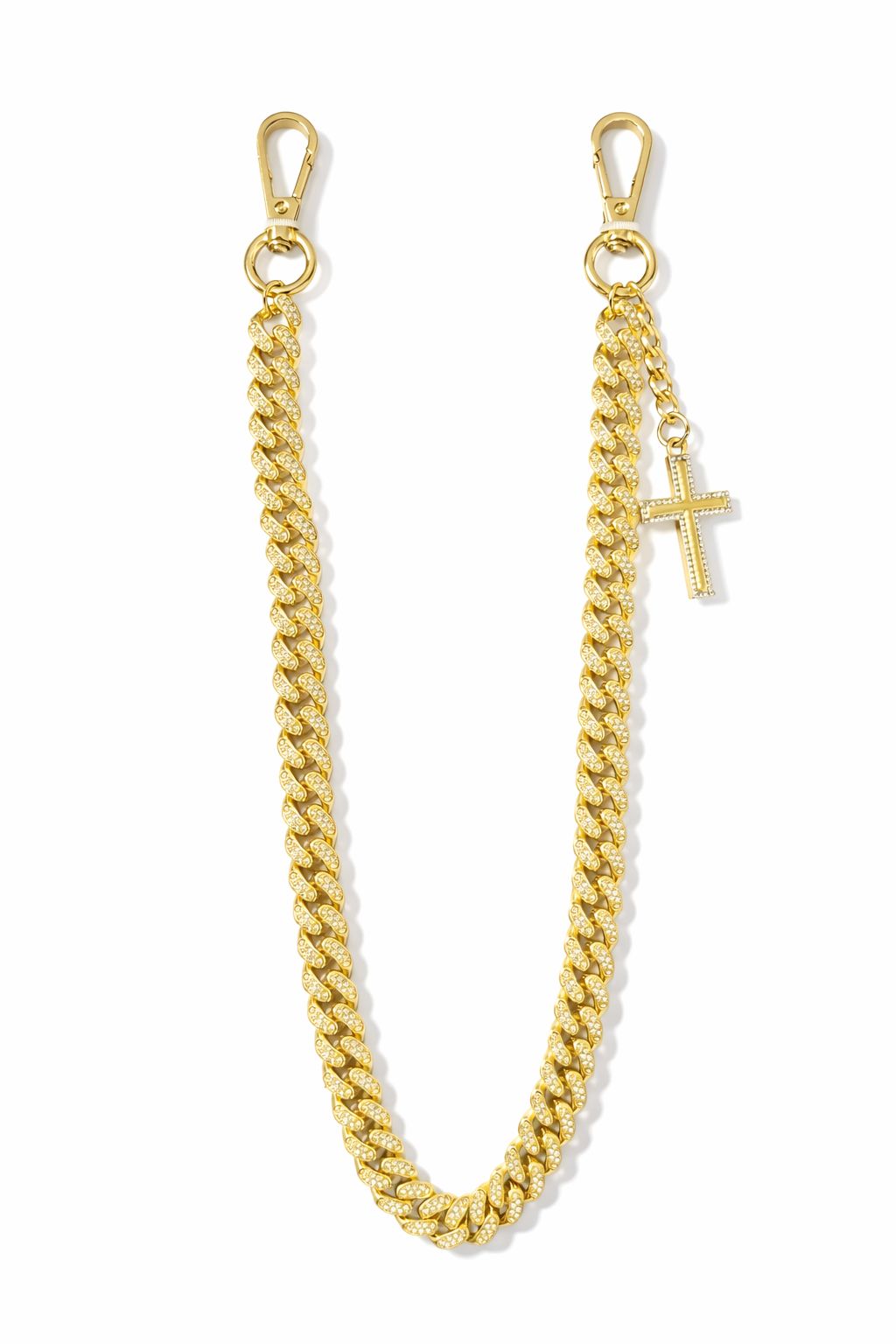 Gold Tone Pant Chain with Cross streetwear Hip Hop jeans chain