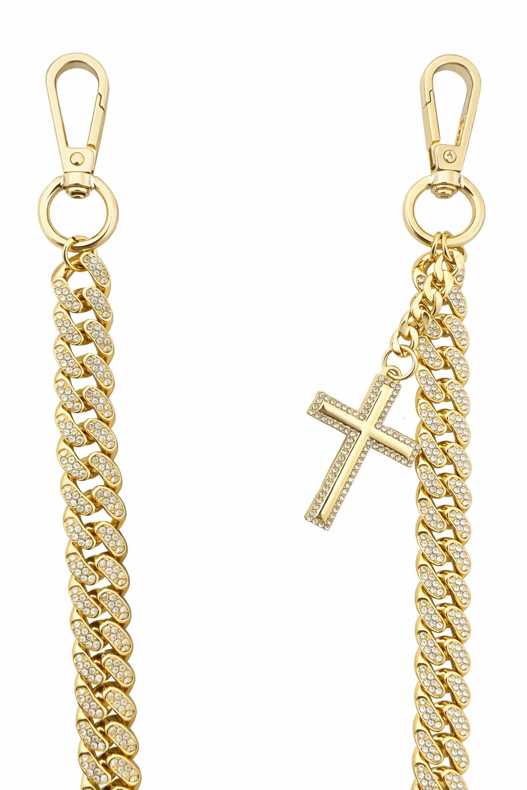 Gold Tone Pant Chain with Cross streetwear Hip Hop jeans chain