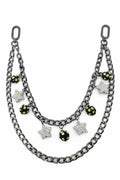 Star charm Double Layer pant Chain-Silver and black.