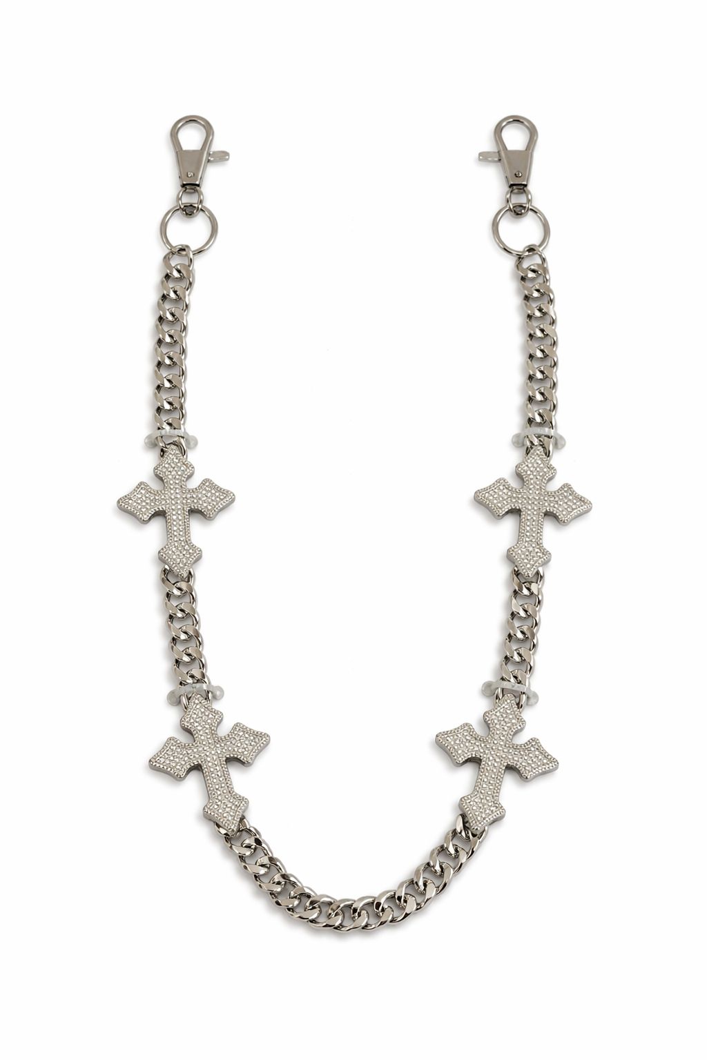 Silver Cross charm Pant Chain