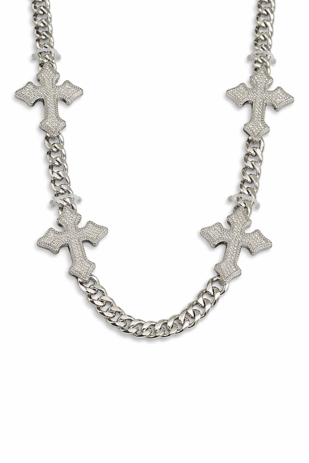 Silver Cross charm Pant Chain