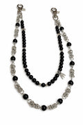 Black Beaded Double Layer Pant Chain - Silver Tone Waist Chain Accessory