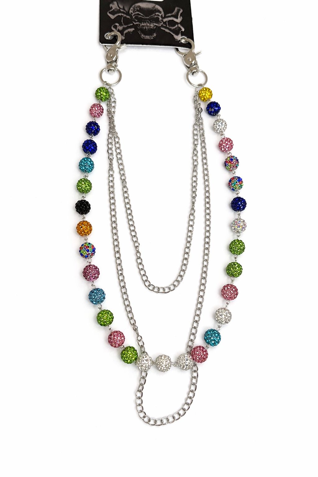 Multi-colors bead double chain pant chain