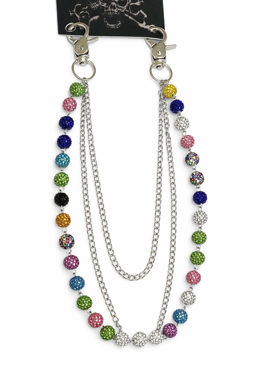 Multi-colors bead double chain pant chain