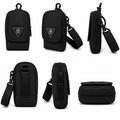 Black tactical pouches shown from multiple angles on a white background