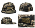 Tiger Camo 5 Panel Strapback Hat Tan Black Streetwear Cap