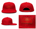 Red Mesh 6 Panel Snapback Cap Flat Brim Adjustable Hat