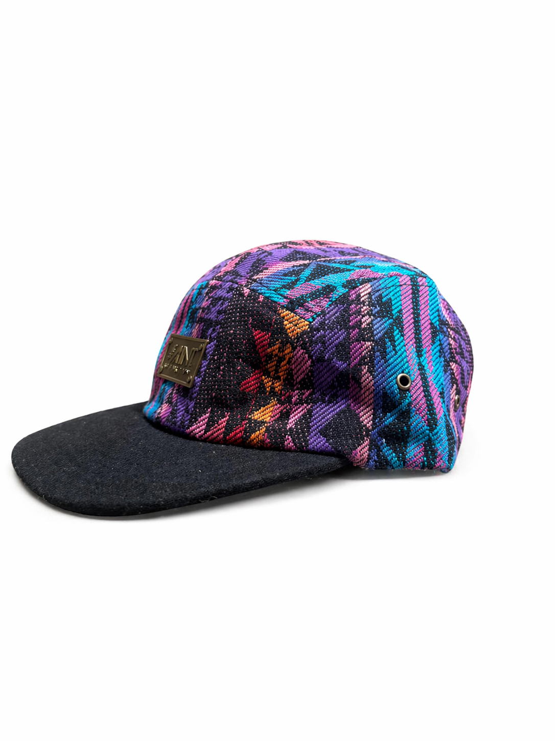 Aztec 5 Panel Strapback Hat Multicolor Black Brim Cap