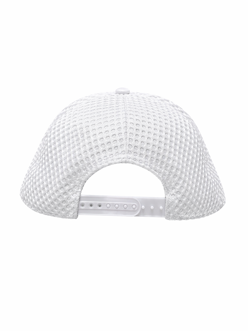 White 6 Panel Snapback Cap Textured Mesh Flat Brim