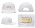 White 6 Panel Snapback Cap Textured Mesh Flat Brim
