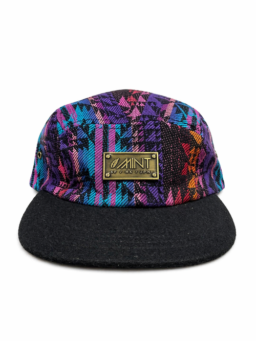 Aztec 5 Panel Strapback Hat Multicolor Black Brim Cap