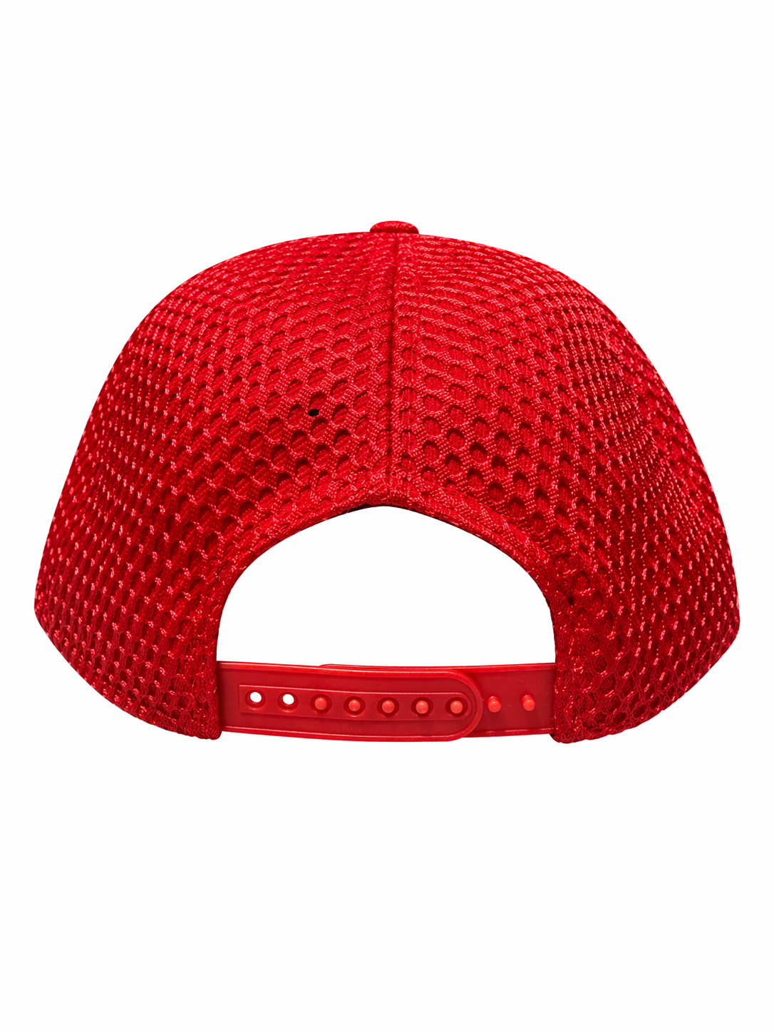 Red Mesh 6 Panel Snapback Cap Flat Brim Adjustable Hat