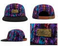 Aztec 5 Panel Strapback Hat Multicolor Black Brim Cap