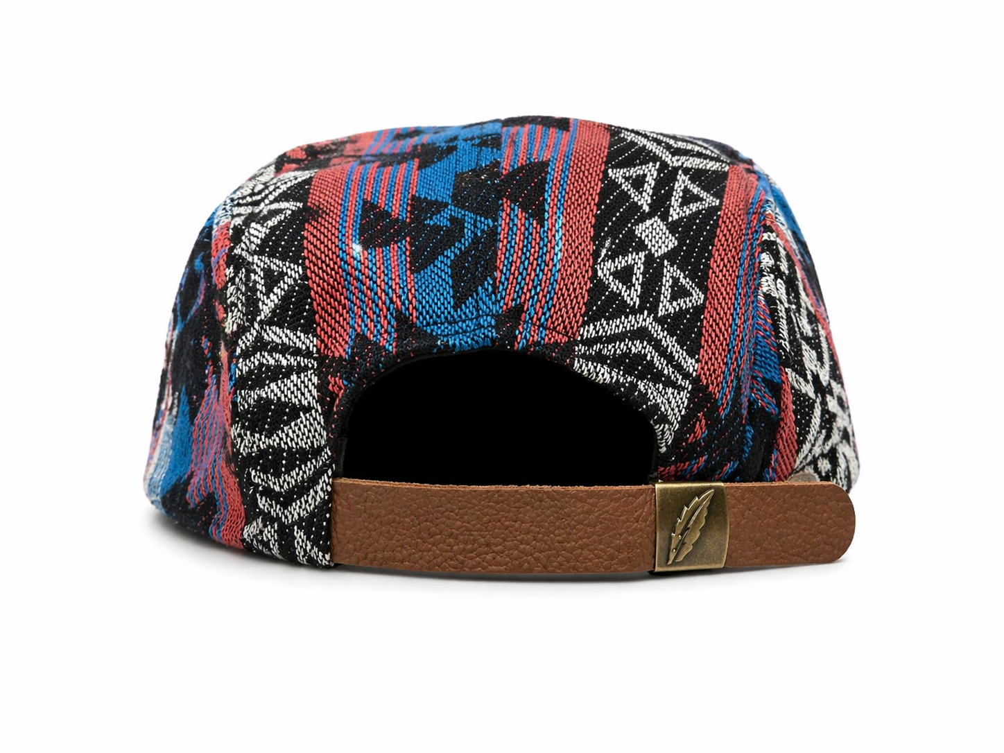5 Panel Camp Cap Tribal Pattern Strapback Leather Streetwear