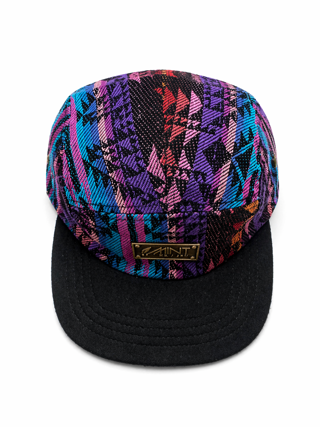 Aztec 5 Panel Strapback Hat Multicolor Black Brim Cap