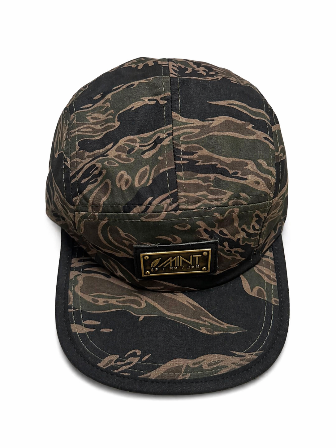 Tiger Camo 5 Panel Strapback Cap  Brown/Black Hat