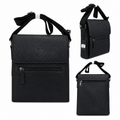 Black leather crossbody bag shown from multiple angles on a white background
